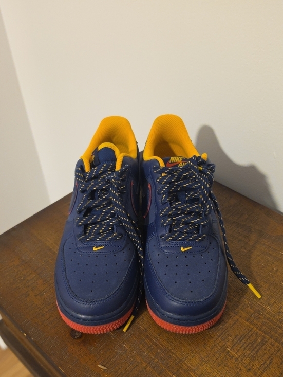 Nike Other - Nike Kids Navy Sneakers with Yellow Lining and Red Soles